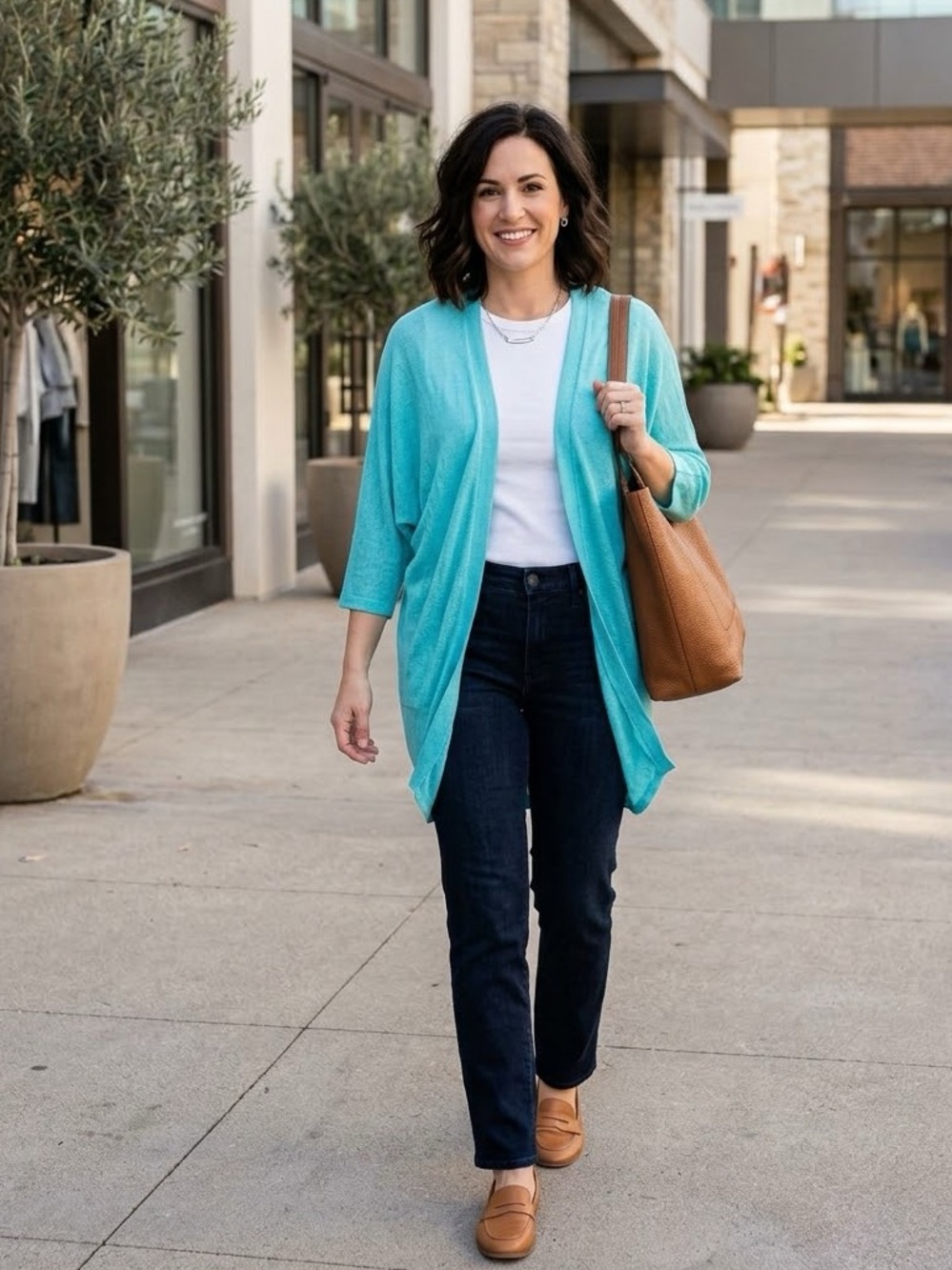Chico’s Open Front Turquoise Cardigan (J)